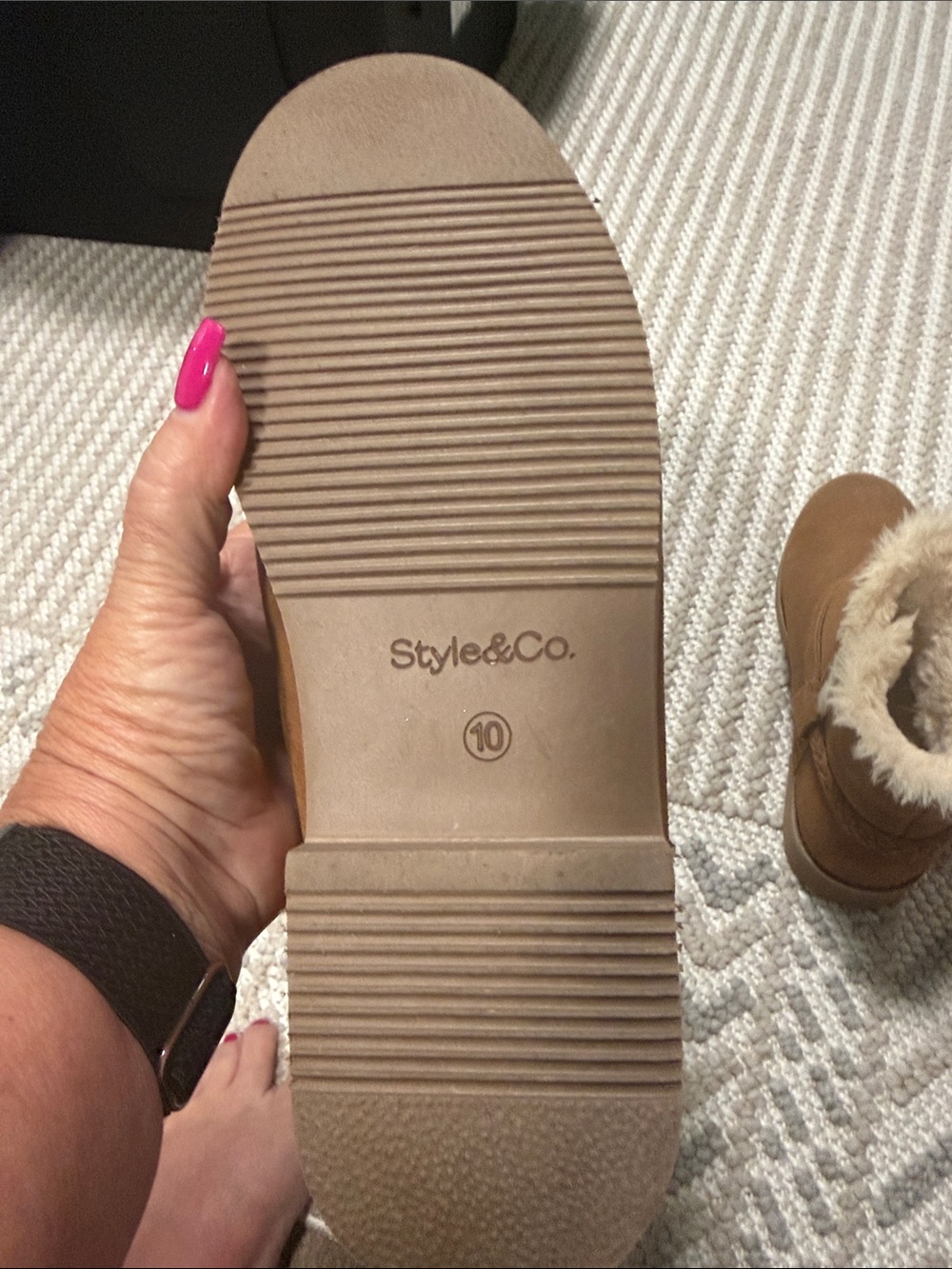Style & Co. Faux Fur Trim Ankle Boots - Brown - Picture 3 of 3